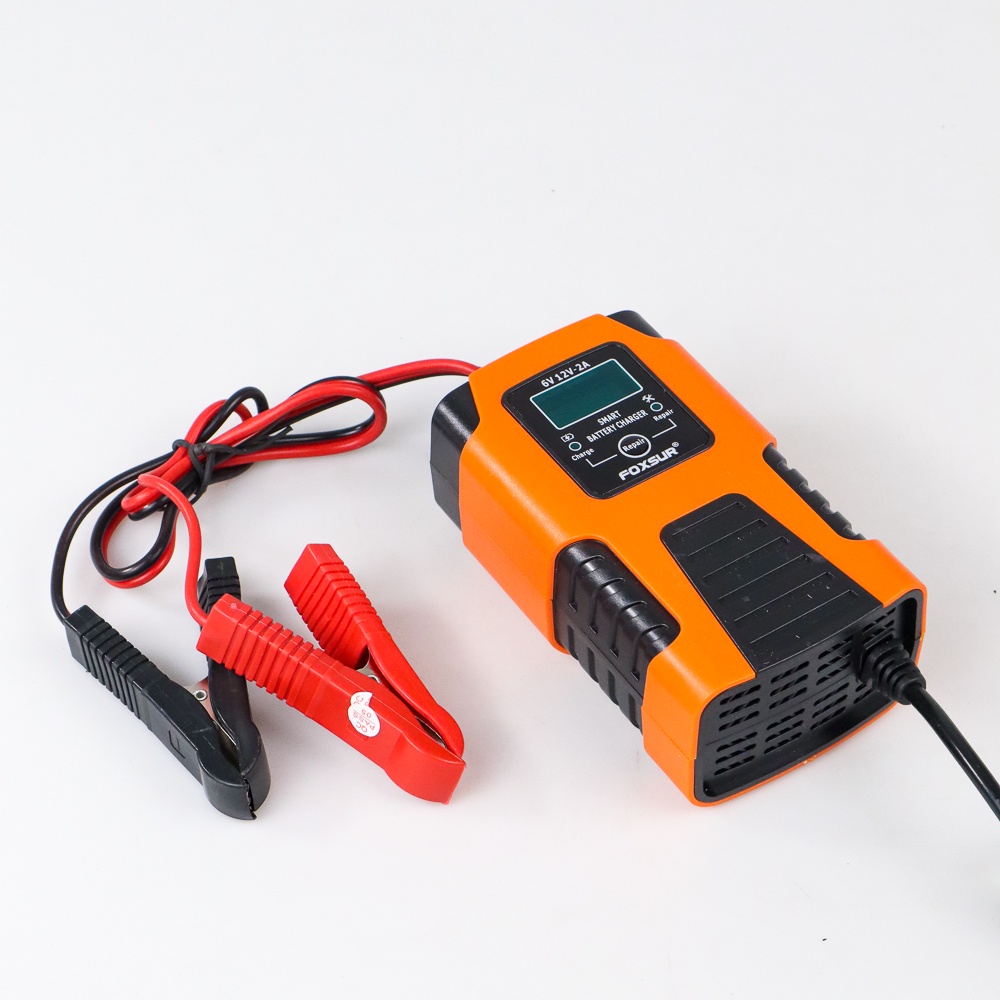 SD8u Foxsur Charger Aki Mobil Lead Acid Smart Battery Charger 6v/12v 4-40ah - Fbc06 - Orange By Pro