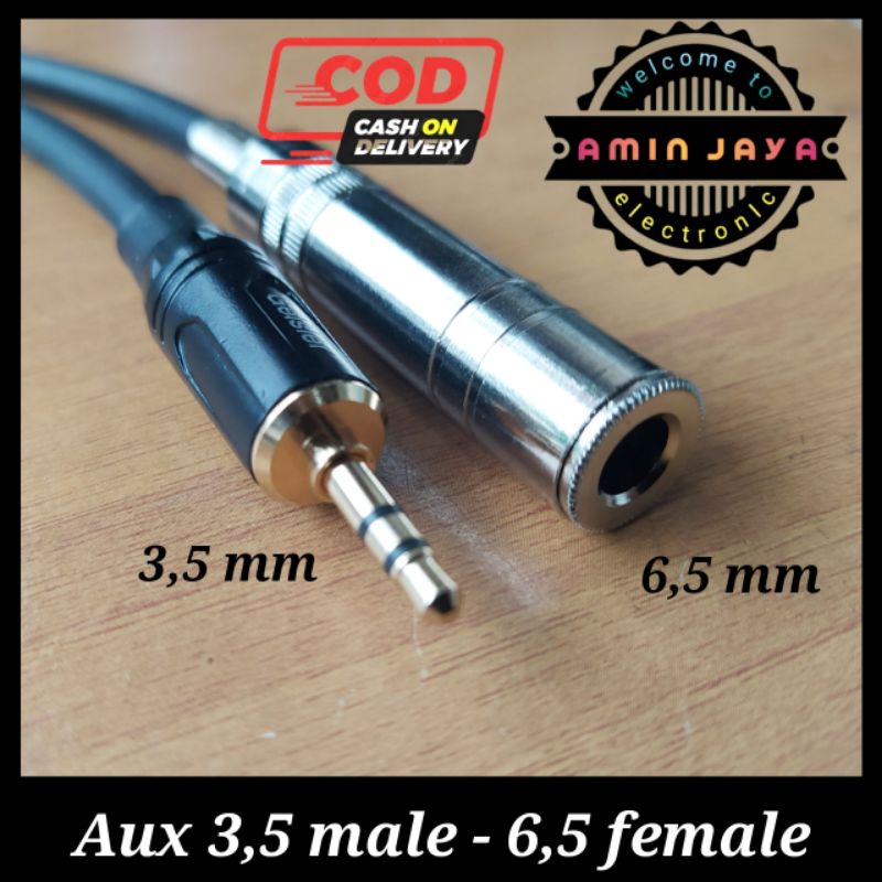 Kabel aux 3,5 male to akai stereo 6,5 female