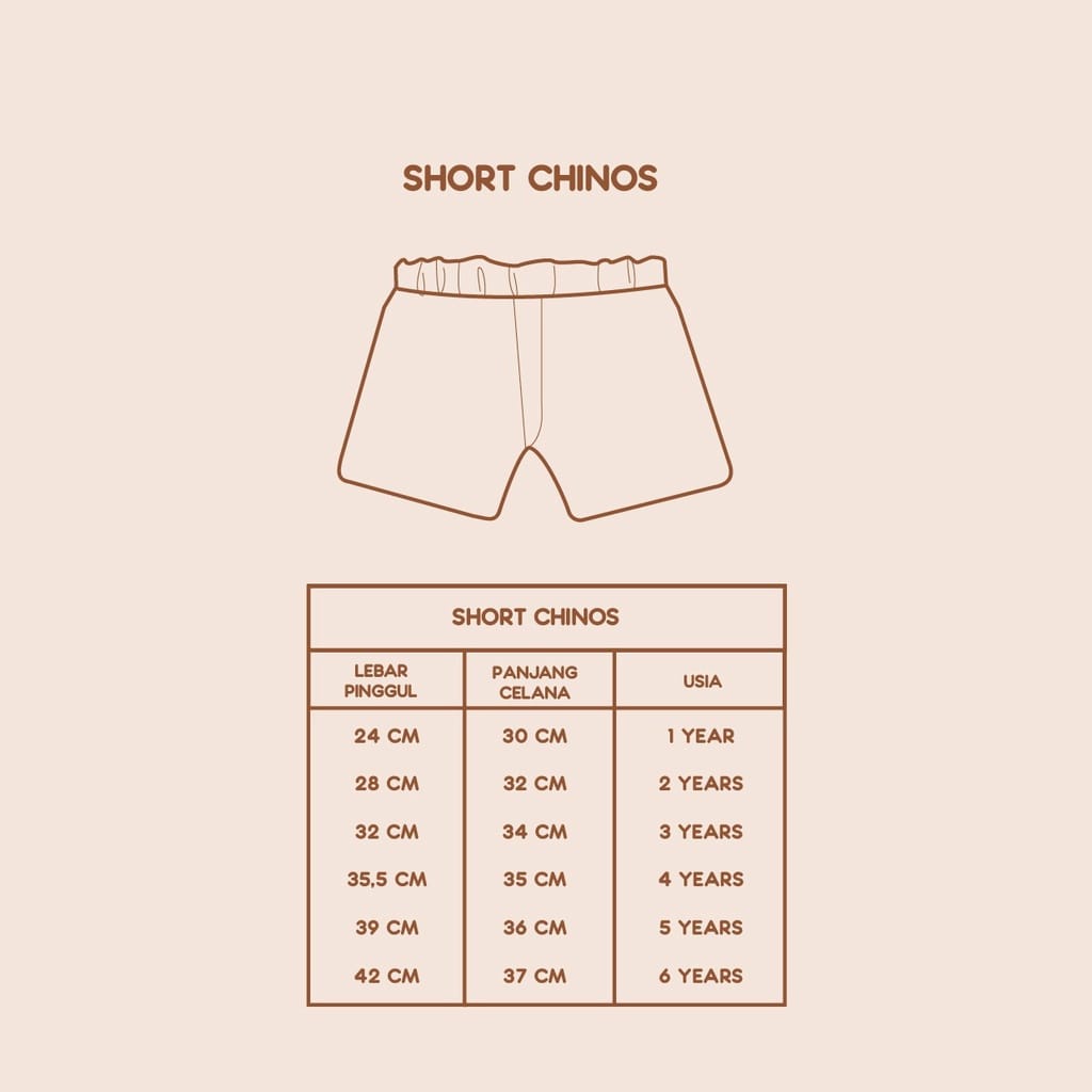 Celana Anak Unisex Casual Short Chinos 1-6 Years Arevyonlineshop Booyah Baby Kids