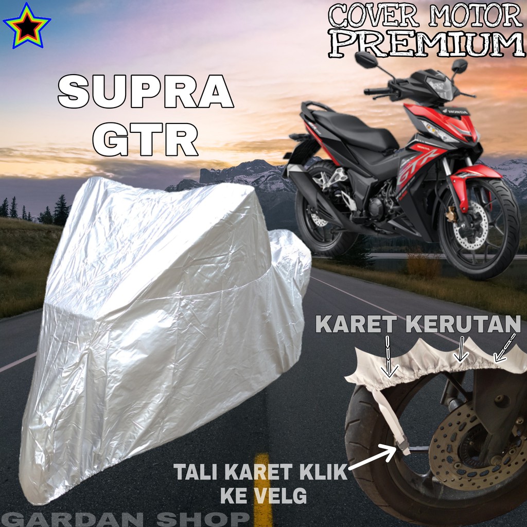 Sarung Motor SUPRA GTR SILVER POLOS Body Cover Penutup Motor Supra PREMIUM