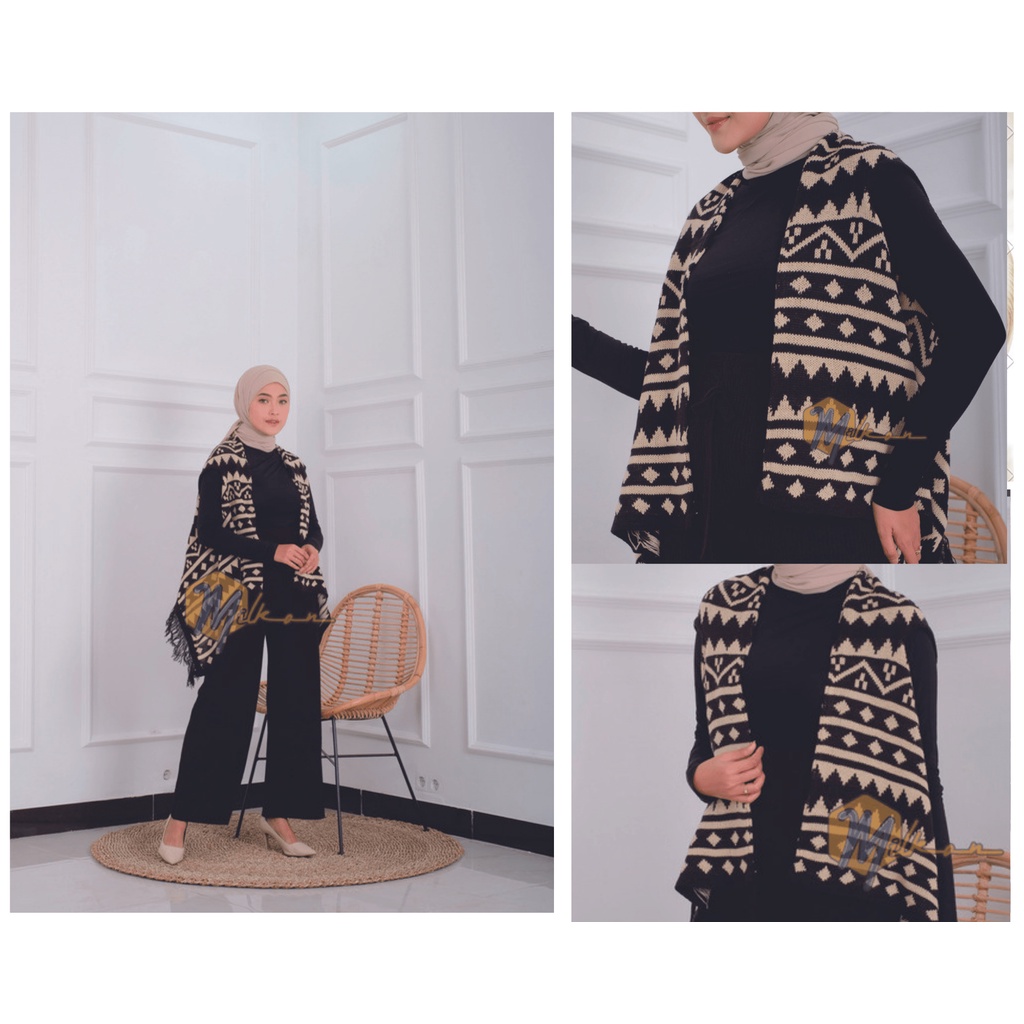 Cardigan Wanita Rajut Tribal Maroko