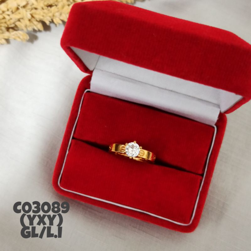 Cincin Yaxiya Zircon Timbul Warna Gold C03089