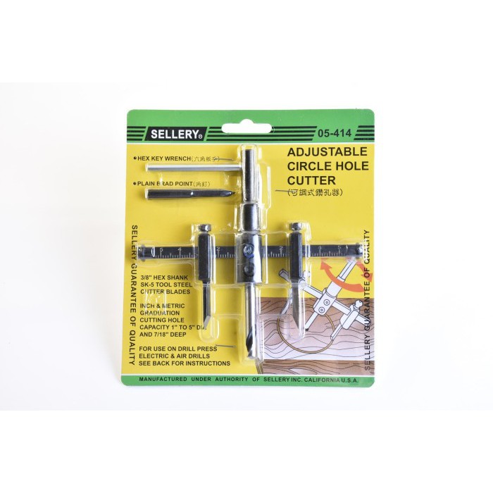 

SELLERY 05-414 ADJUSTABLE CIRCLE HOLE CUTTER