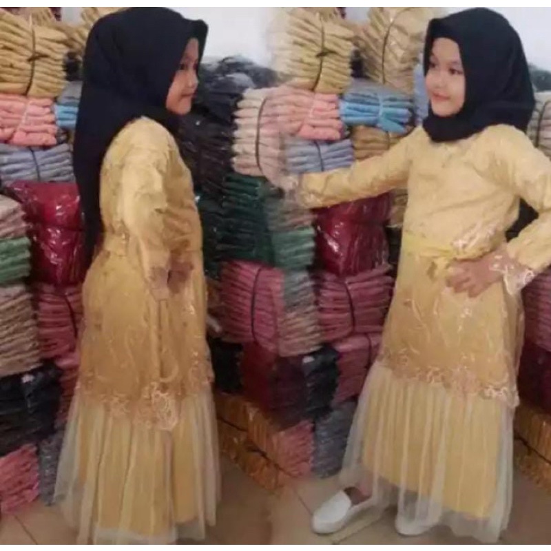 gamis tutu anak tille mutiara bordir anak /gamis pesta ank/kebaya anak/gamis remaja tangung