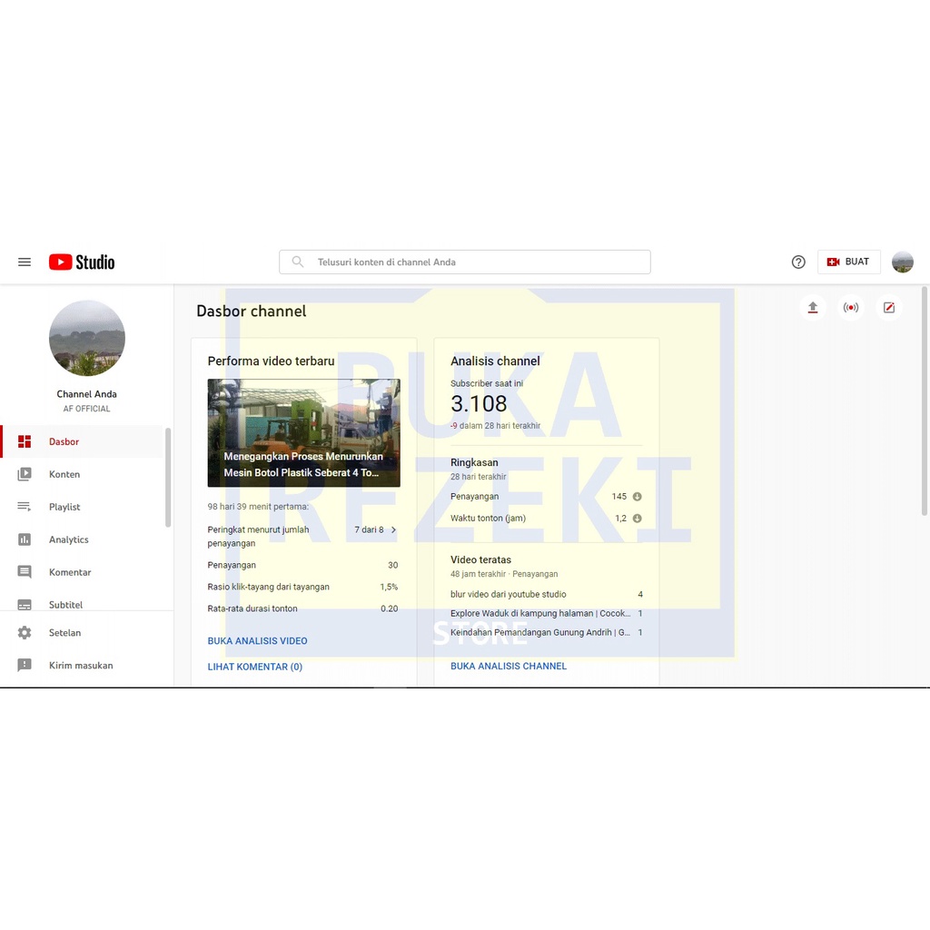 [SOLD] Akun Youtube Murah Subs 3100 Dismon sepaket ads
