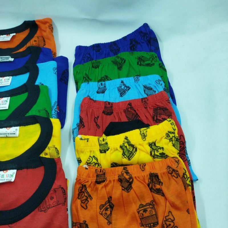 Baju Anak Setelan Lengan Panjang Motif Bus 4-5 tahun MhL Size XXL-ALEXA