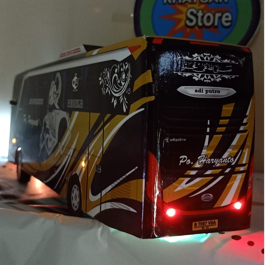 miniatur bus bis mainan bus bis shd haryanto rama shinta plus lampu