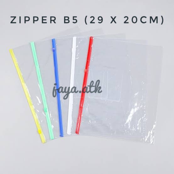 MAP PLASTIK ZIPPER B5 TRANSPARAN POLOS TEMPAT PENSIL PLASTIK ZIPPER PLASTIK KLIP B5