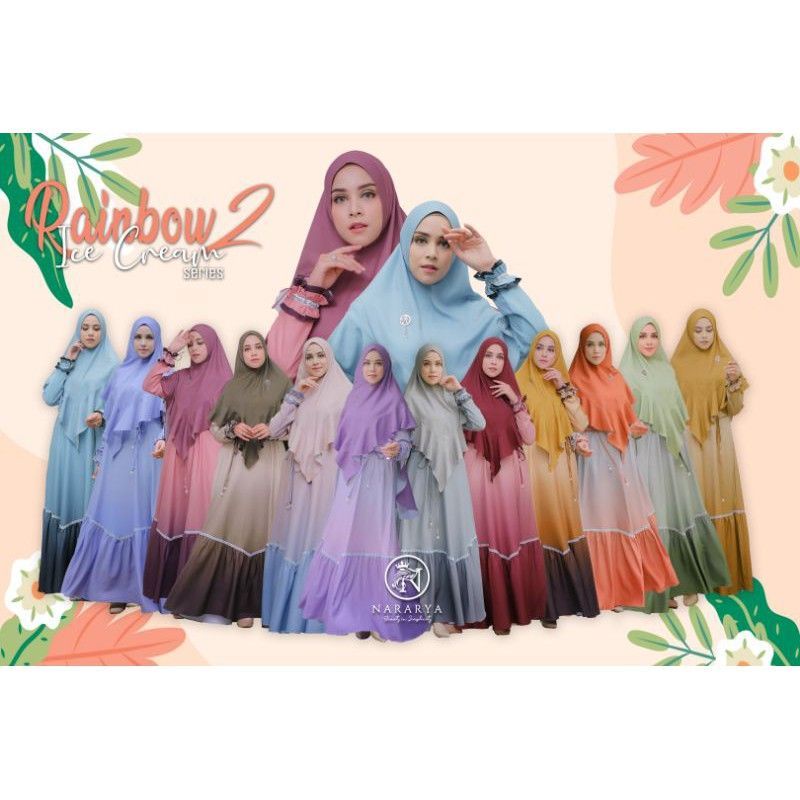 Set gamis khimar Rainbow ori by nararya ng premium grade b