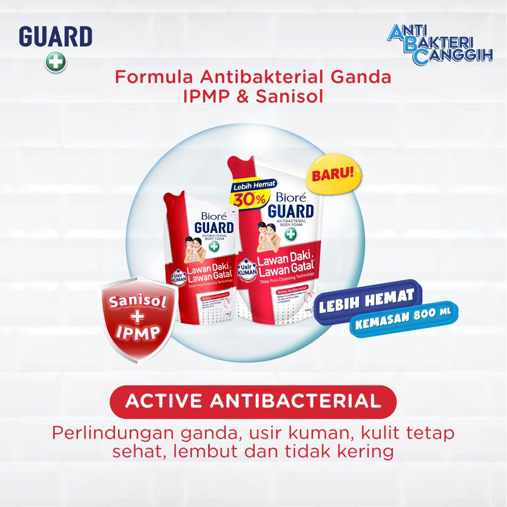 BIORE GUARD BODY FOAM DEEP PORE CLEANSING ACTIVE ANTIBACTERIAL 800ML SABUN MANDI CAIR