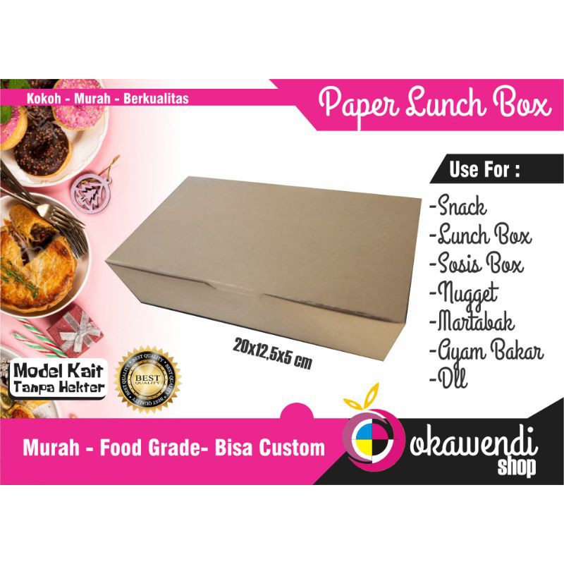 Paper Lunch Box/Dus Kemasan Nasi Makanan/Box Nasi Makanan/Kotak Nasi Makanan/Snack Box Kue