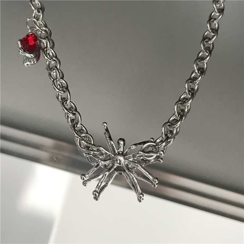 Ruby Spider Chain Necklace Accessories Chain Dark Punk