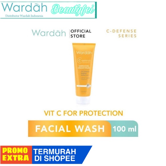 Pencuci Muka C-Defense Energizing Creamy Wash 100ml "sabun muka wardah orange"
