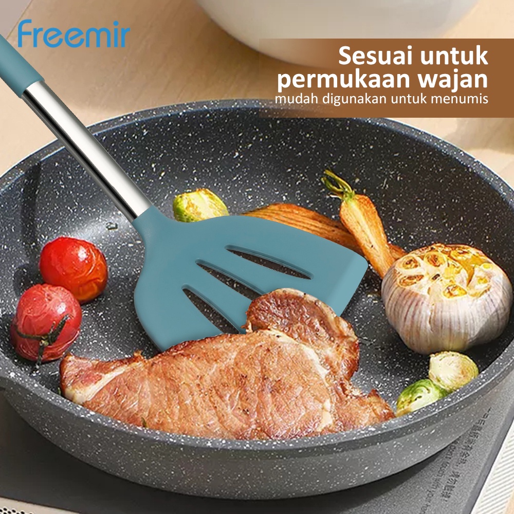 freemir Sendok Spatula Silikon Sutil menggoreng menumis warna Biru