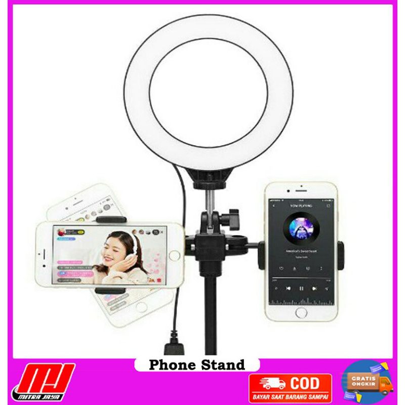 Photography Phone Stand Double Ring Light LED Camera Live Stream 12W