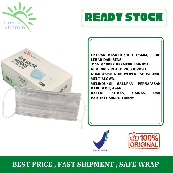 Masker Medis Surgical MBC 3 Ply 50 Pcs Murah Menkes