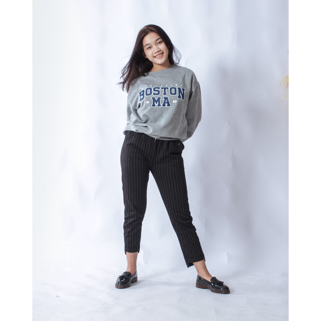 TokoMilkan - Sweater Crewneck Wanita &amp; Pria  BOSTON | Sweater CN CEWEK Sweatshirt OVERSIZE