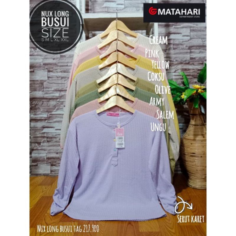 Nux ladies kaos cewek lengan panjang busui ori branded matahari