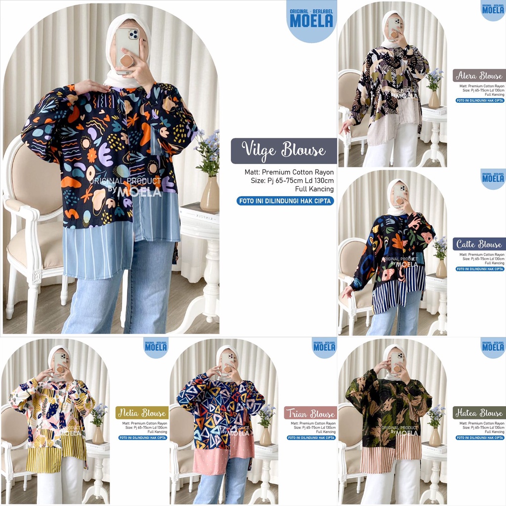 BLOUSE ORIGINAL MOELA ld 130cm VILGE ALERA CALTE HATEA TRIAN NELIA premium cotton rayon asimetris MU