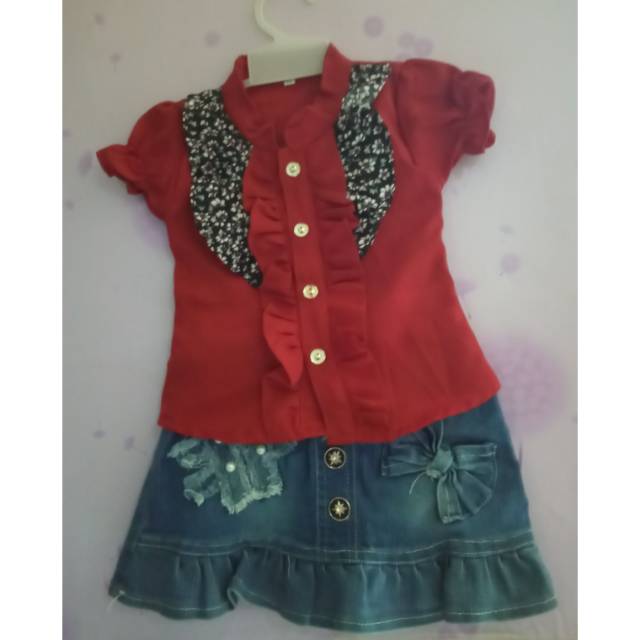 Setelan rok levis anak cewe