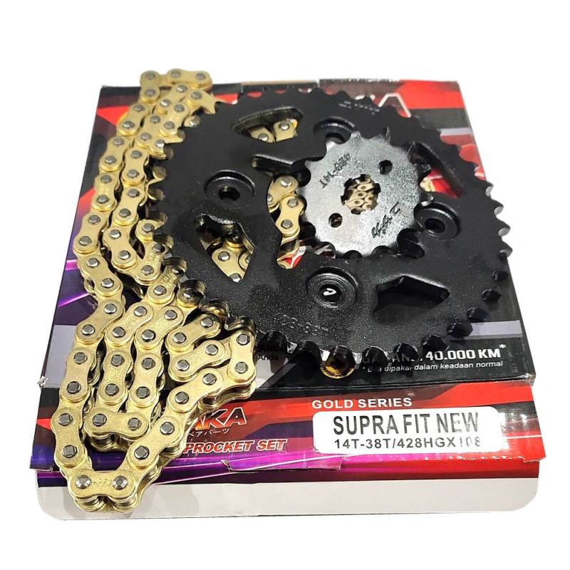 CHAIN KIT GOLD YUZAKA SUPRA FIT 38T 428-108L (38T-14T)