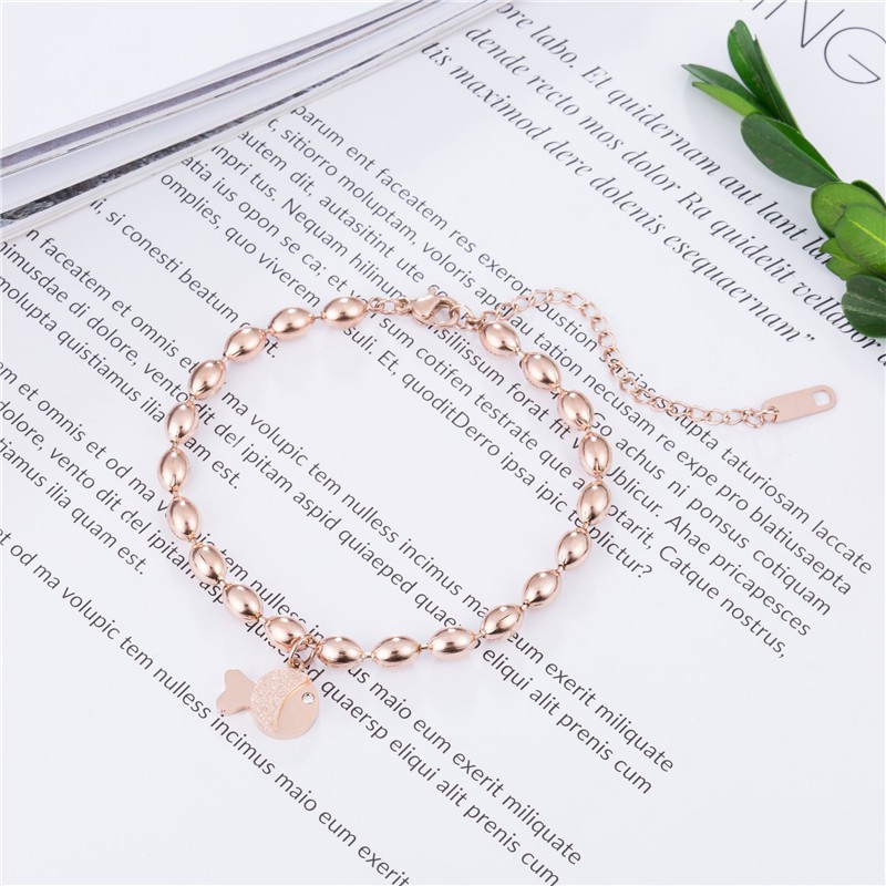 Gelang Bracelet Wanita Titanium Korea Hadiah GK043 rose gold cocok hadiah motif ikan