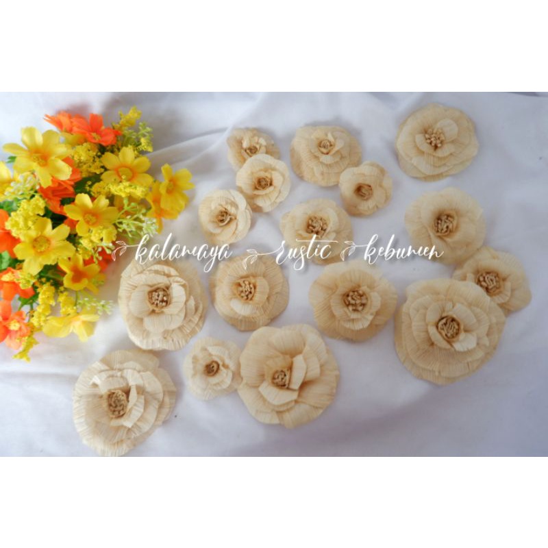 KLB Bunga Klobot Mawar Hiasan Mahar Craft Bunga Kering Dekorasi Rustic Dried Flowers Kerajinan Hanta