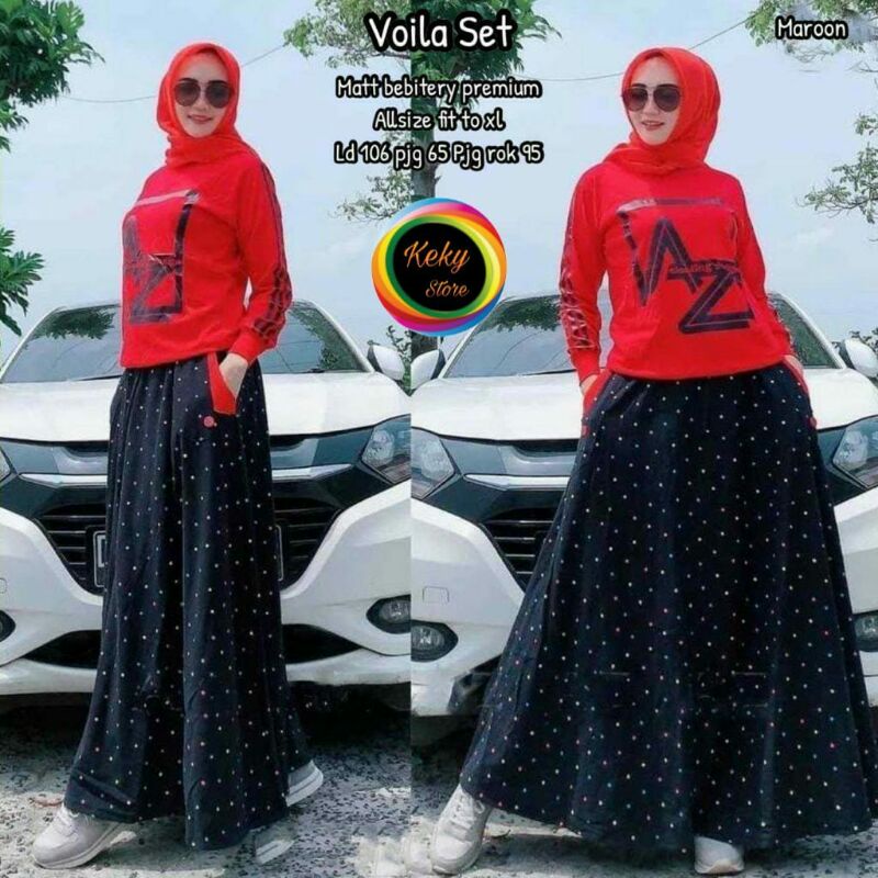 SET Kaos dan Rok Viola