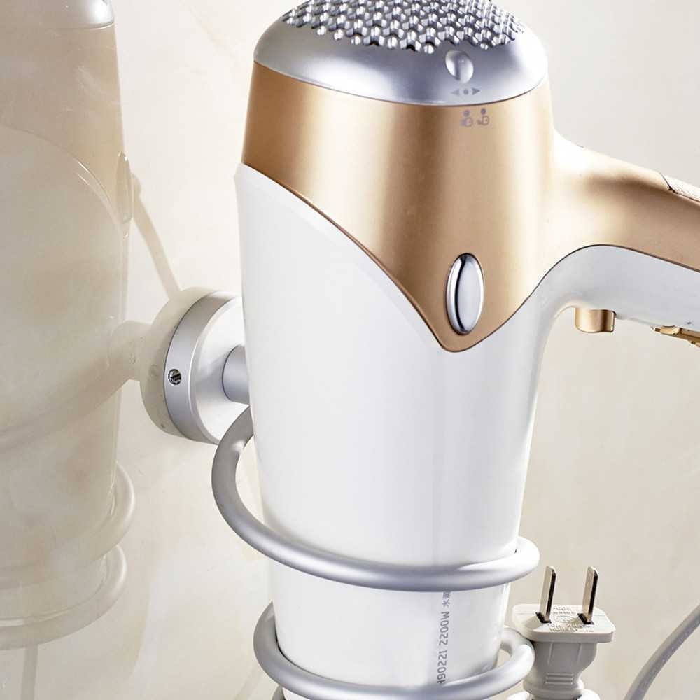 Rak Holder Hair Dryer Aluminium Murah Gantungan Tempat Alat Pengering Rambut Kamar Mandi