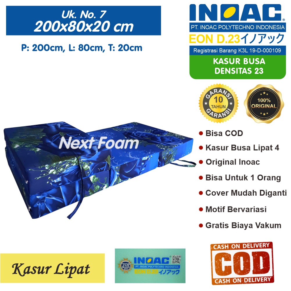 Kasur Busa Lipat Inoac Ukuran No 7 200x80x20 cm Tebal 20 cm EON D23 ORIGINAL INOAC Garansi 10 Tahun