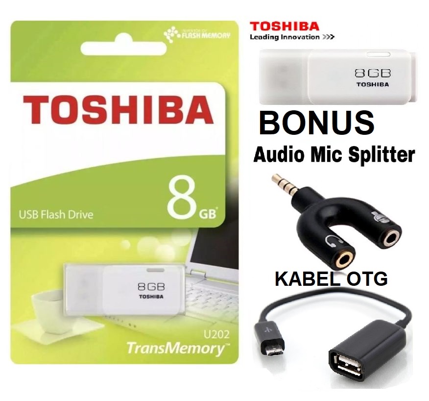 TOSHIBA FLASHDISK 8 GB FREE OTG+JACK AUDIO SPLITTER TOSHIBA HAYABUSA 8 GB FREE OTG + JACK