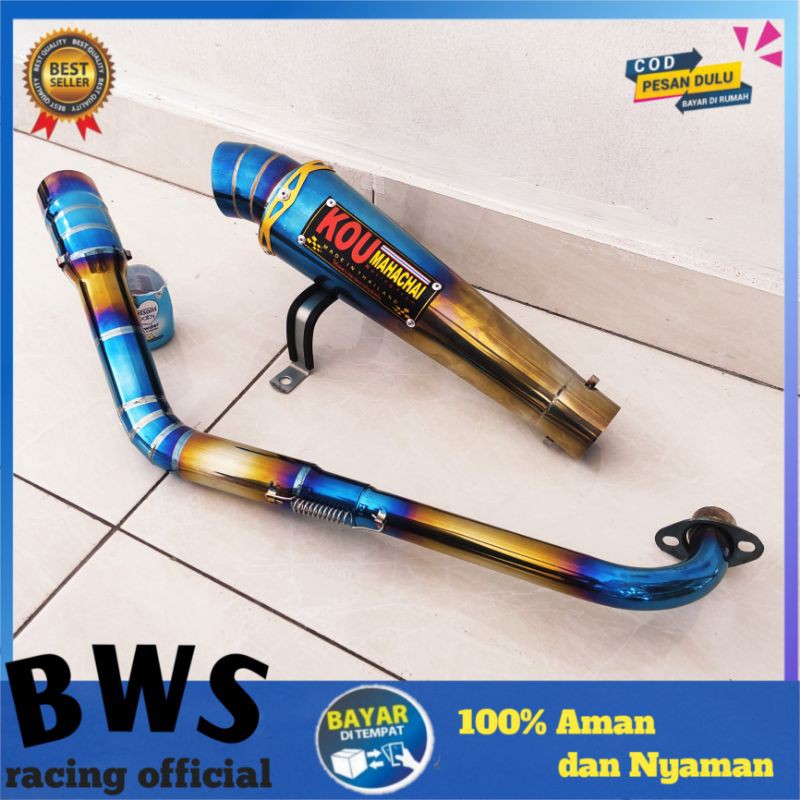 Knalpot Kou Supra x 125 blue gold leher kolong