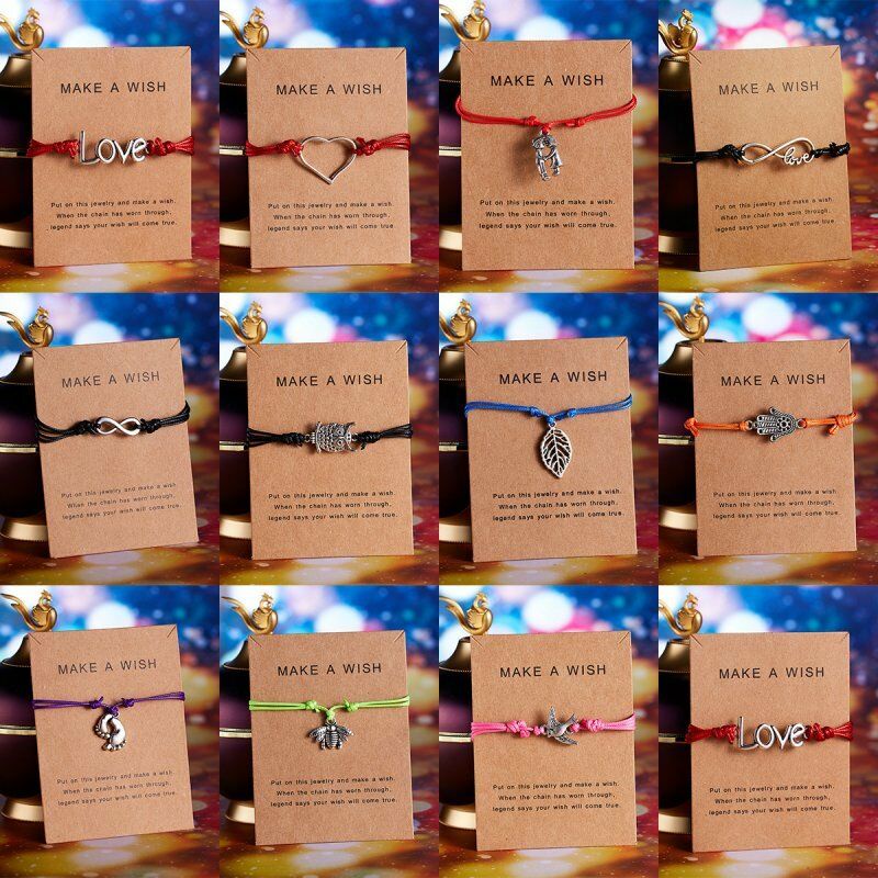 Gelang Persahabatan Desain Tulisan Lucky Wish Untuk Hadiah Ulang Tahun