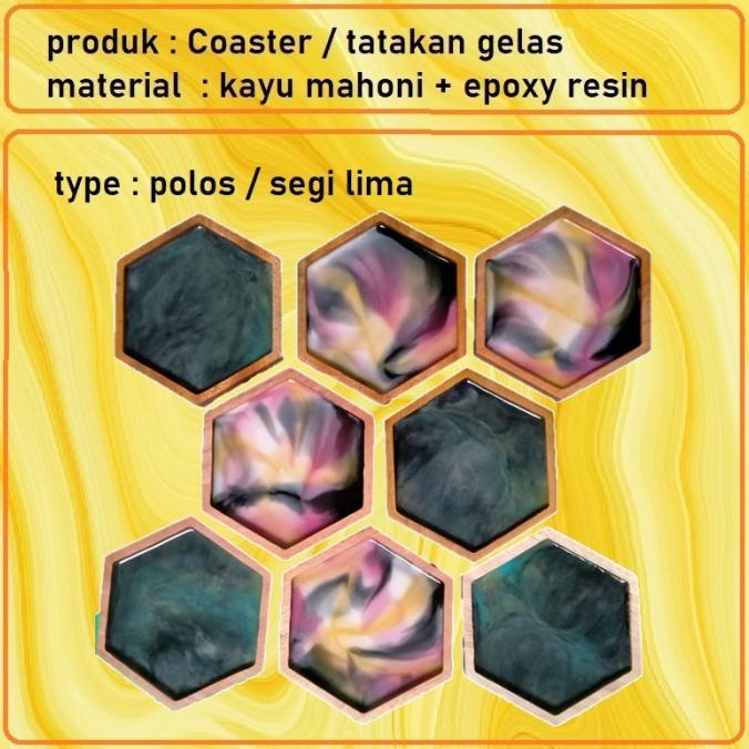 

tatakan gelas : kayu + epoxy resin - hexagon/segi enam