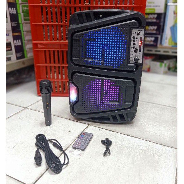 Speaker Bluetooth Karaoke Fleco F-6565 Terbaru 2*6'5Inch