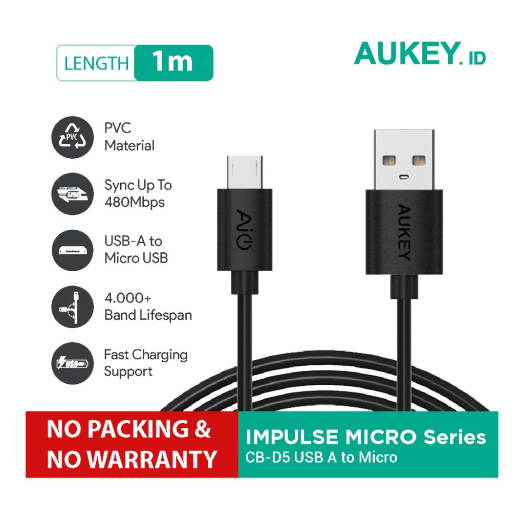 Promo Aukey Cable Micro USB 2.0 1M NO PACKING  NO WARRANTY Murah