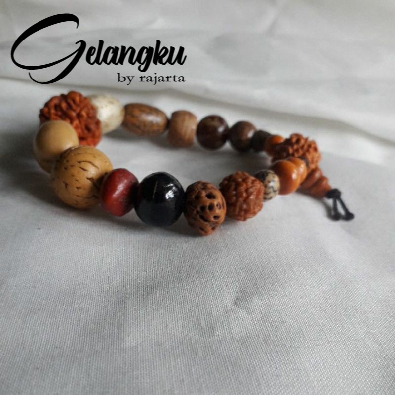 Gelang Etnik 18 Jenis Tibet Kayu Biji Bodhi Natural