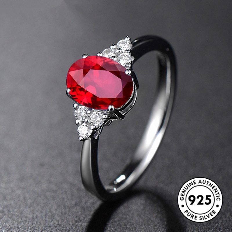 Cincin Sterling Silver 925 Model Terbuka Gaya Klasik Dengan Permata Warna-Warni Untuk Wanita