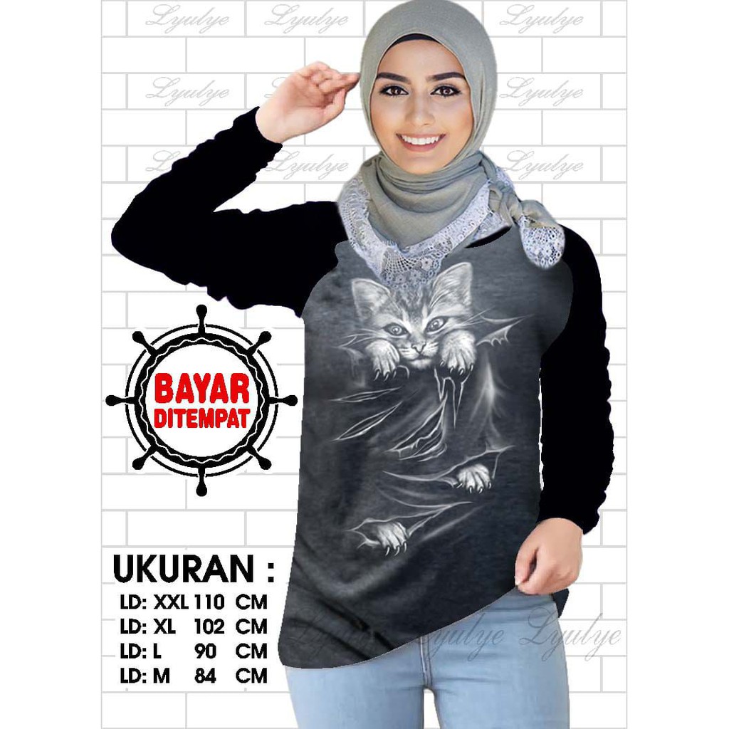 Kaos Raglan (K.SOBEK)/Kaos Wanita Lengan Panjang/ Kaos Wanita/ Kaos Cewek/ Kaos Oblong/Misty