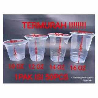 Isi 50pc ukuran 10oz 12oz 14oz 16oz gelas plastik cup oz Isi 50pc ukuran 10oz 12oz 14oz 16oz gelas plastik cup oz