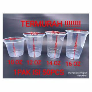 Isi 50pc ukuran  10oz 12oz 14oz 16oz gelas  plastik cup oz 