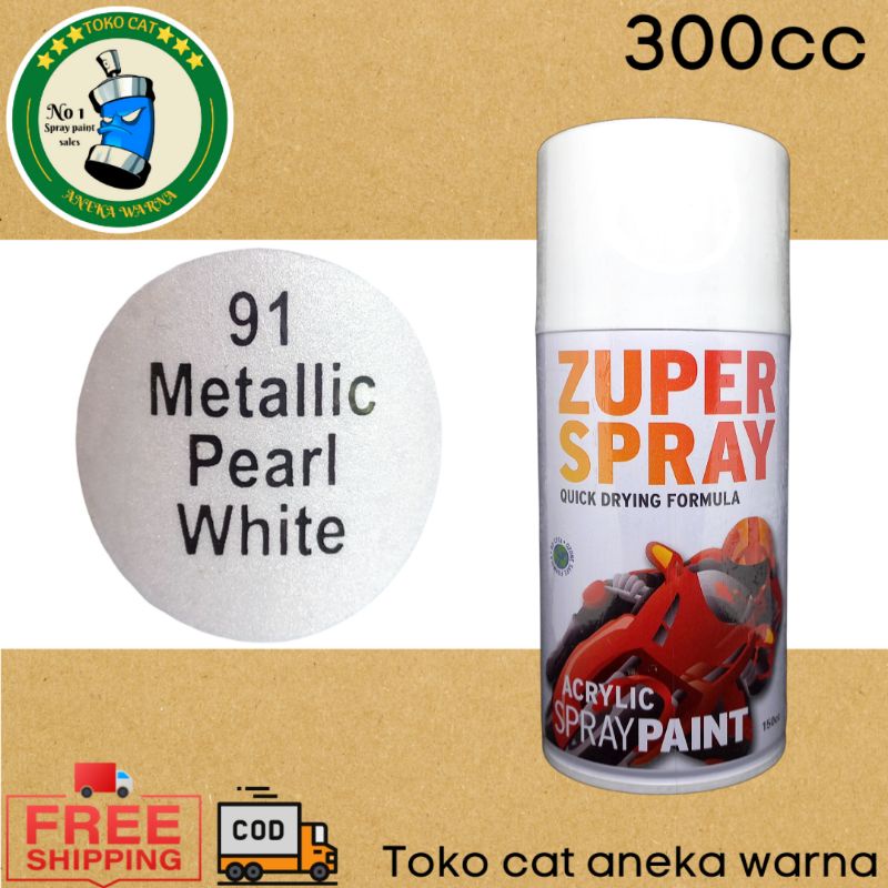 cat semprot 300cc metallic metalik pearl white putih mutiara zuper spray produk dari rj london spray paint pilox pilok pylox