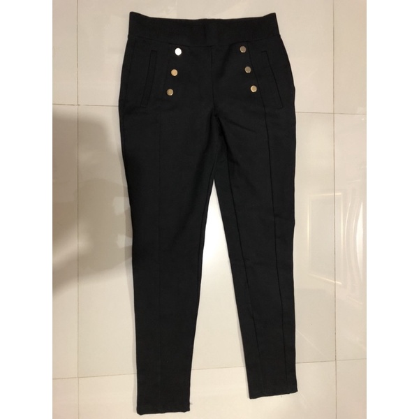 Preloved Zara Basic M Celana Bawahan Wanita Cewek Legging Hitam Casual Branded Asli Original Pensil