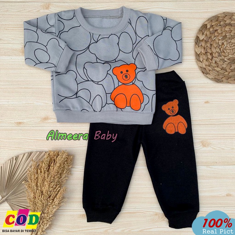 Setelan Baju Bayi Setelan Sweater Bayi Celana Jogger Usia 3-12 Bulan Almeera Baby And Kids