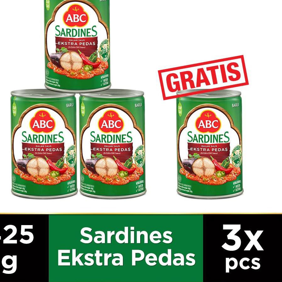 

[KODE BARU 796] ABC Sarden Saus Extra Pedas 425 g - Buy 3 pcs Get 1 pcs Free TERLARIS..!!