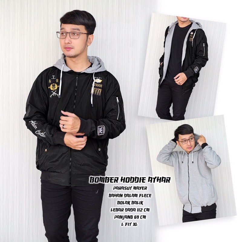 jaket Bomber Hoodie Athar bolak balik