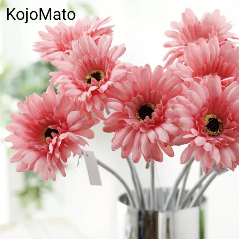Bunga Aster Krisan Chysanthemum Artificial tangkai panjang bunga plastik mawar dekorasi rumah pesta-3