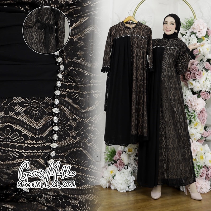 AZURA SCRAF / Gamis Malika Couple Ibu dan Anak / Gamis Modern Couple / Gamis Brokat Malika Original / Gamis Kekinian / Gamis Couple / Gamis Anak / Gamis Dewasa / Gamis Premium