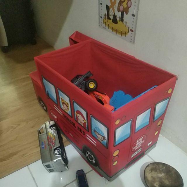 Storage Box Tempat Mainan Bag Storage Karakter Bus Polisi Box Mainan Anak Serbaguna Organizer Box