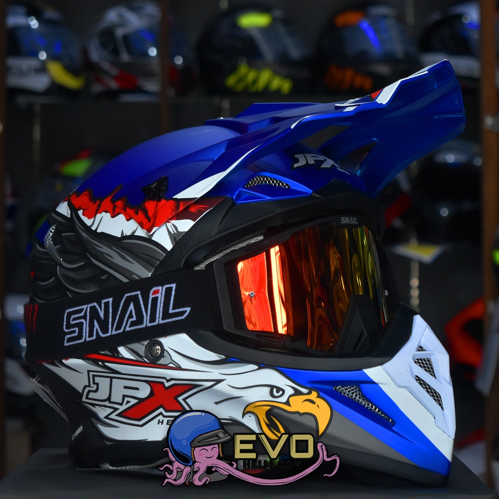 HELM JPX X39 BLUE PAKET GOOGLE SNAIL ORIGINAL - HELM JPX CROSS PAKET GANTENG JPX FOX1 CROSS TERBARU HELM JPX TERBARU